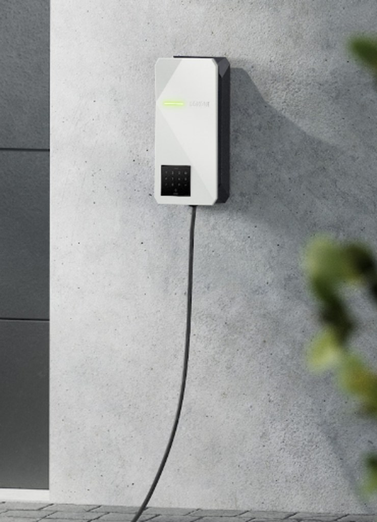 Loxone Wallbox charger mounted on an exterior wall